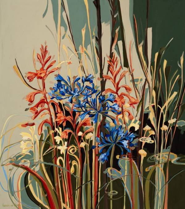 Agapanthus Watsonia and Gladiolus — Original South African Artwork