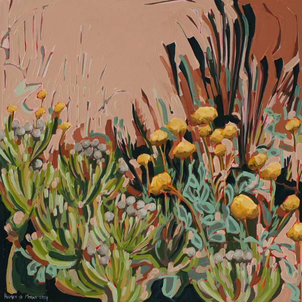 Yellow Helichrysum and Brunia — Original South African Artwork