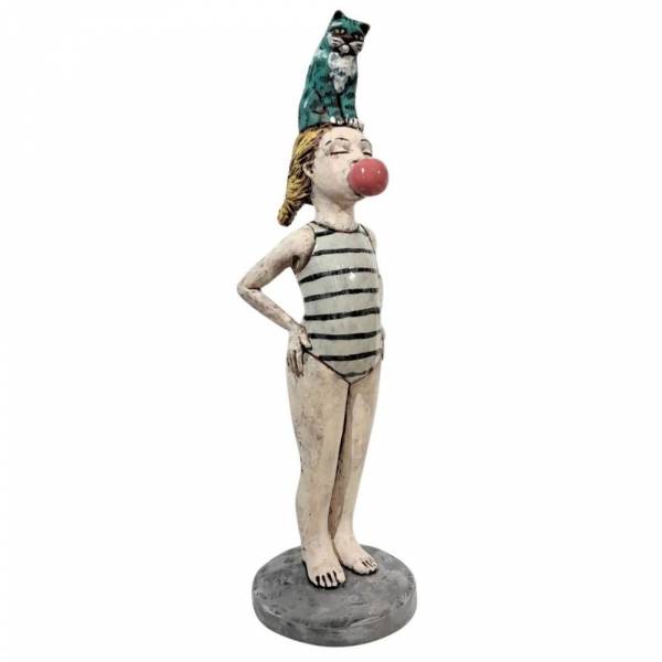Girl With Bubble & Cat — Original South African Artwork